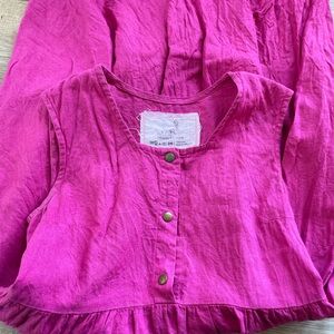 Linen Magenta dress with side pockets